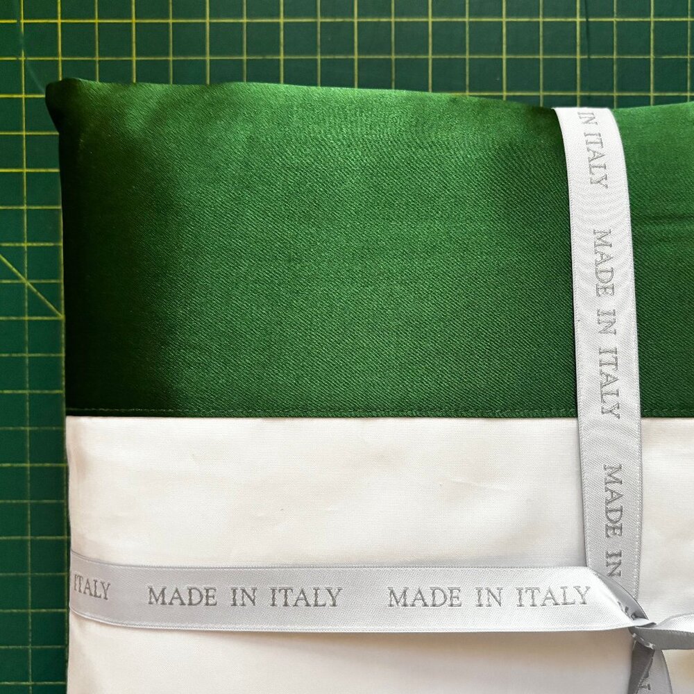 Tessitura Toscana Telerie KING SIZE Sheet Set Green Silk Cuff Percale Cotton - Picture 4 of 6